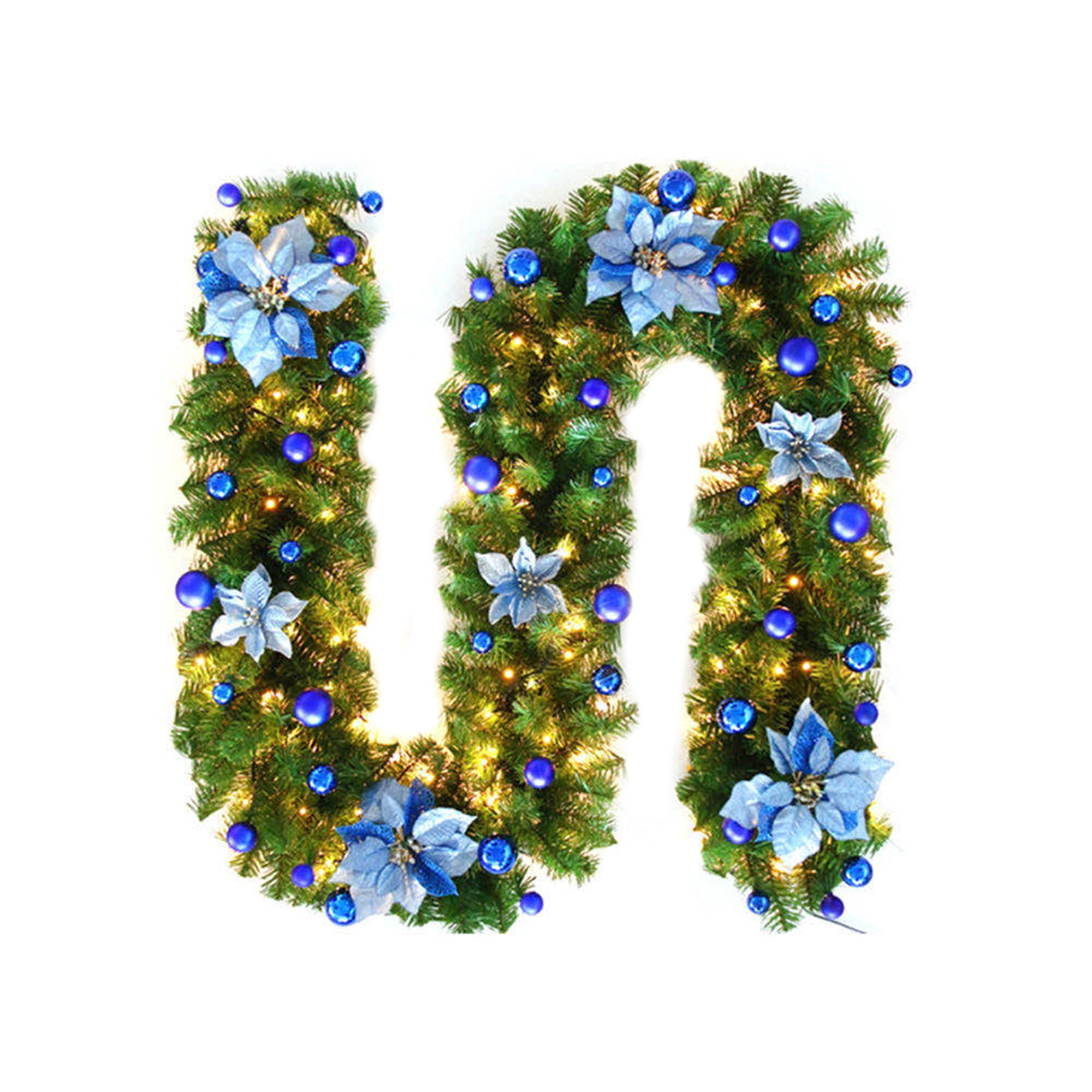 Christmas Garland with Lights, 8.9ft Christmas Rattan Artificial Vine