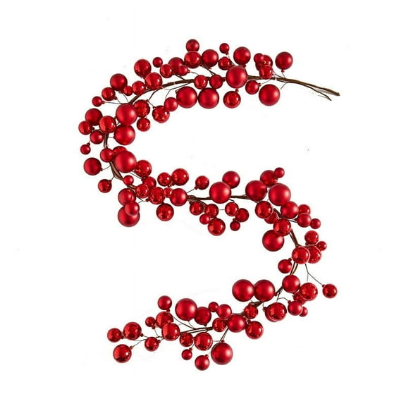 Christmas Garland with Ornament Ball, Bright Beautiful Garland Ornaments for Christmas Tree Decoration 70.87Inch Red
