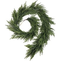 TURJGKSG Christmas Garlands, 6ft Artificial Norfolk Pine Garland,Real Touch Winter Pine Garland for Table,Fireplace,Staircase,Indoor, Outdoor Green