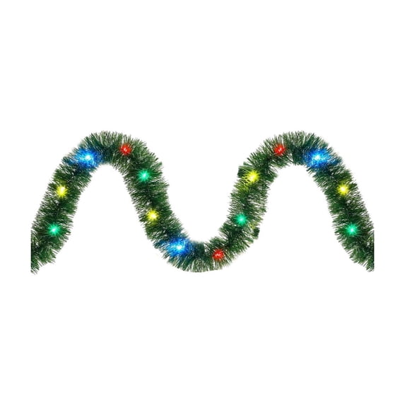 Christmas Garlands with LED Lights 16FT, Battery Powered Artificial Vine Soft Greenery, DIY Rattan Faux Greenery for Holiday, Fireplace, Mantle, Indoor Decor