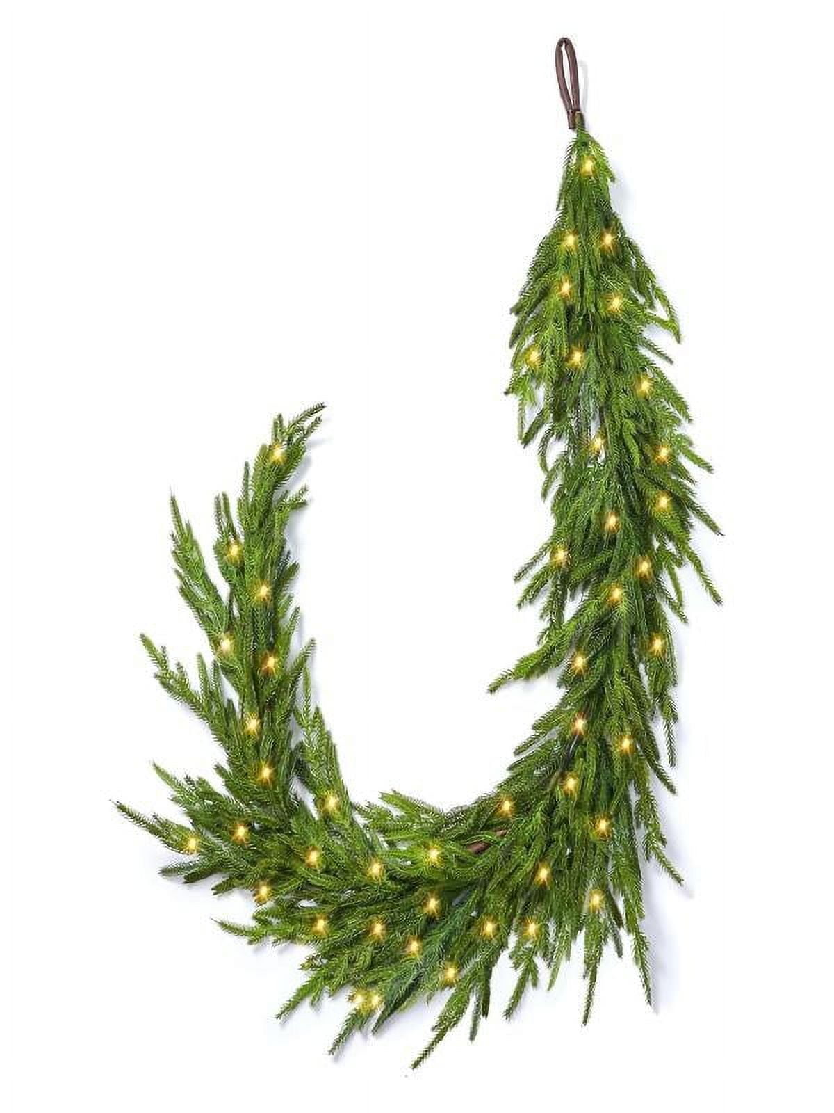 9ft Norfolk Pine Christmas Garland – Real Touch Artificial Greenery, Realistic Faux Pine For Mantle, Stairs, Table Decor