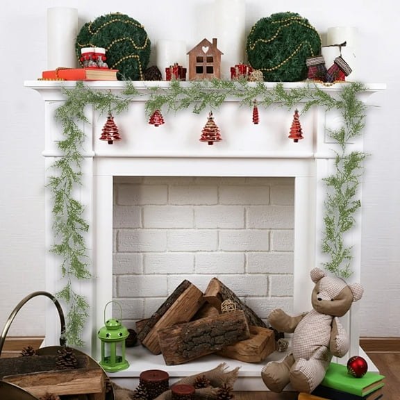 Christmas Garlands One Point Eight Meters Rattan Plastic Soft Rubber Pines Needle Green Leaves Decorative Strip Pines Cedar Rattan Holiday Floral Garland