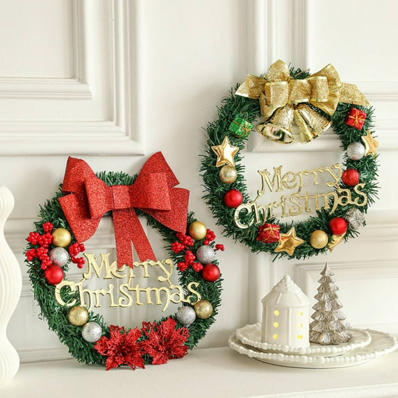 Christmas Garlands / Wreaths for Front Door, Material , Durability, Festive Holiday Decoration for Home, Wall, Indoor & Outdoor Use, Create Warm and Welcoming Environment, 1PC