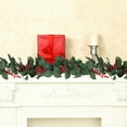 thumbnail image 1 of Christmas Garlands for Xmas Tree Decorations Simulation Flower Vines Wall Hanging White Edges Patterns Holly Leaf Red Fruit Vines Christmas Mood Layout Simulation Christmas Vines, 1 of 7