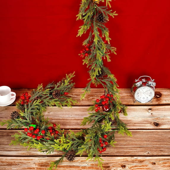 Christmas Garlands for Xmas Tree Decorations 6.56 Ft Artificial Valentine's Day Wicker Home Decor Ornaments Christmas Artificial Red Berry Wicker