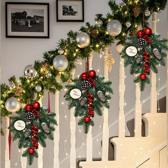 Christmas Garlands for Xmas Tree Decorations Winter Wreaths Rattan for Front Door Large Christmas Wreath Christmas Decor Indoor Outdoor Home