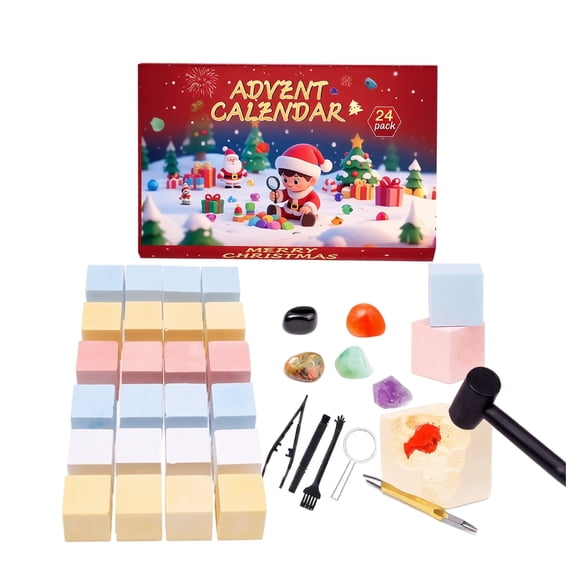 Christmas Gemstone Dig Advent Calendar 2026, 24Pcs 2D Acrylic Ornaments Collection, Christmas Countdown Calendar with Daily Surprise, Holiday Gift for GemstoneDigging Ls