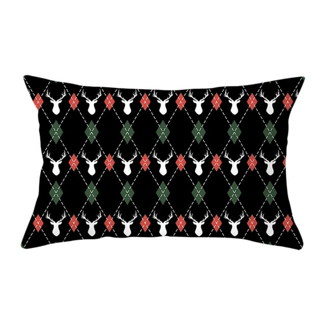 Christmas Geometric Peach Leather Pillowcase With Velvet Waist Wish