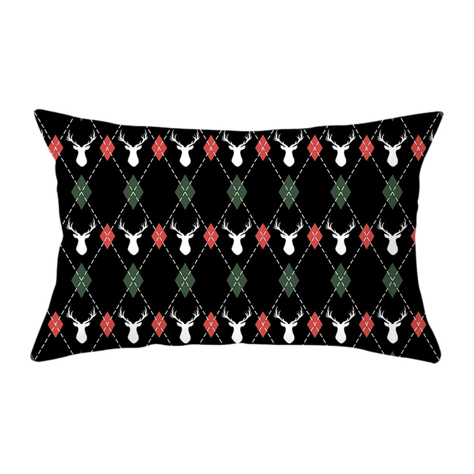 Christmas Geometric Peach Leather Pillowcase With Velvet Waist Wish