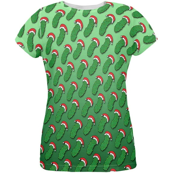 Christmas German Pickle Pattern All Over Womens T Shirt Multi MD