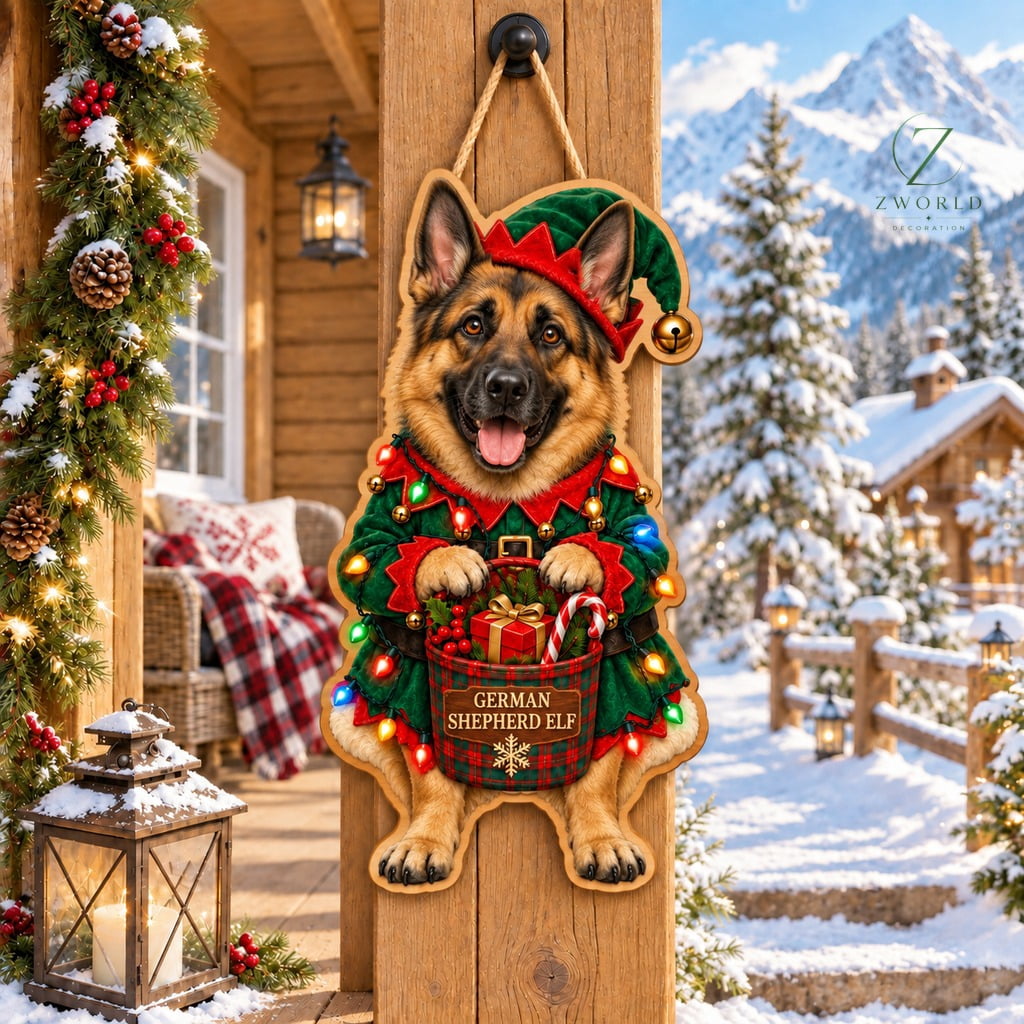 Santa Elf Project Christmas German Shepherd Elf Wooden Door Sign for Dog Lovers - Walmart.com