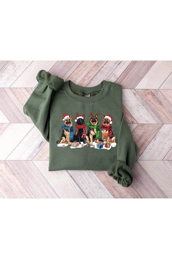 Christmas German Shepherd Sweatshirt, Christmas Dog Shirt, German Shepherd Shirt, German Shepherd Mom Shirt, Dog Lover tee, Holiday Sweater