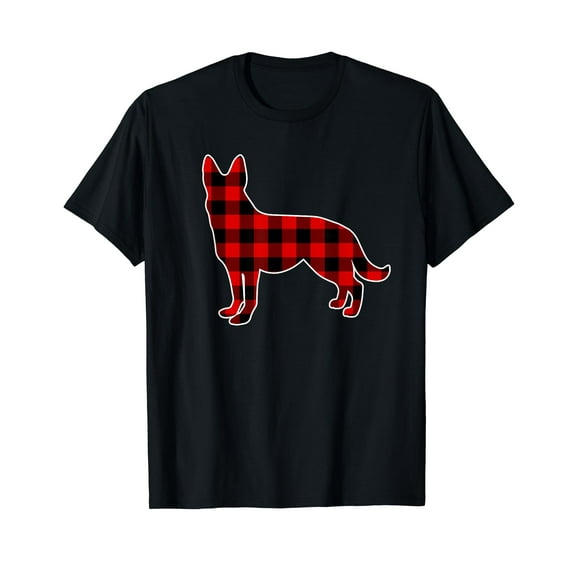 Christmas German Shepherd T shirt Plaid Lumberjack Pattern