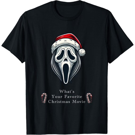 Christmas Ghost Face Holiday Graphic T-Shirt
