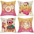 thumbnail image 1 of Christmas Ghost Skeleton Decorative Throw Pillow Covers 18 x 18 Set of 4, Pastel Xmas Tree Ball Believe Porch Patio Outdoor Pillowcase, Winter Holiday Sofa Couch Cushion Case Home Decor, 1 of 6