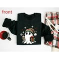 thumbnail image 1 of Christmas Ghost Sweatshirt Tops Peppermint Coffee Holiday Design Casual Round-neck long-sleeved Black S-3XL, 1 of 6