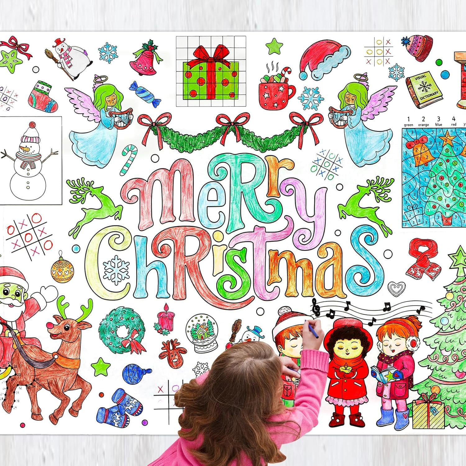 Christmas Giant Coloring Poster Christmas Coloring Tablecloth 35 x 54 ...