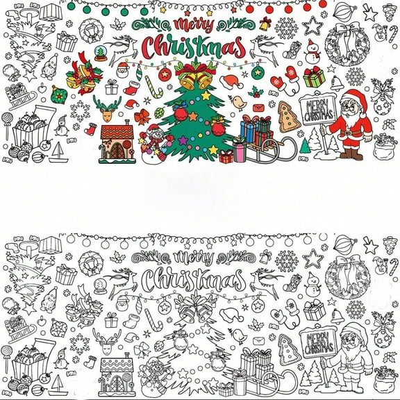 Christmas Giant Coloring Tablecloth 30x72 Inches Kids Activity Poster Holiday Crafts Banner Party Classroom Children's Gift Idea