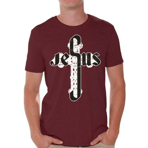 Christmas Gifs for Christian Husband Dad Grandpa Men's Shirt Christian Men Tee Jesus Cross Tee for Him Jesus Religious Believe Shirts