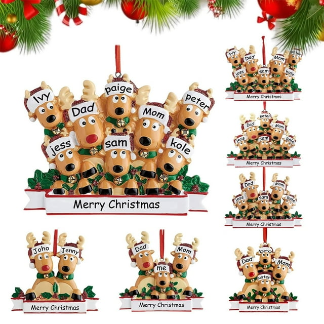 Christmas Gift 2023 Personalized New Home Small Bulk DIY Custom Cute Reindeer Family Of Seven