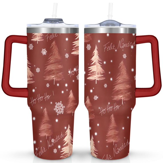Christmas Gift 40 Oz Tumbler with Handle Insulated Leakproof Xmas Tree Coffee Travel Mug Decorative Tumbler for Spring Summer Birthday Christmas for Mom Wife Teacher Neighbor