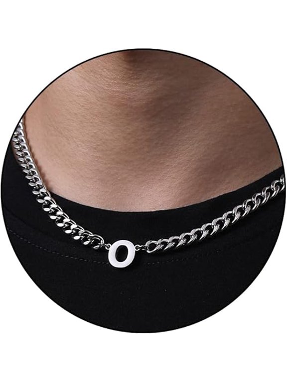 Christmas Gift - A-Z Cuban Chain Necklace, Men's Letter Pendant, Stainless Steel, 6.5mm, 18+2 inches, Jewelry Gift