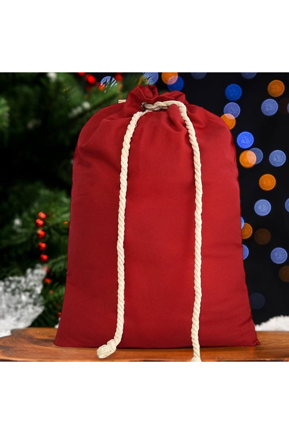 Christmas Gift Bag, Canvas Drawstring Bag, Large Holiday Storage Bag with Festive Design, Durable Thickened Canvas Fabric, Reusable and Portable for Seasonal Decoration