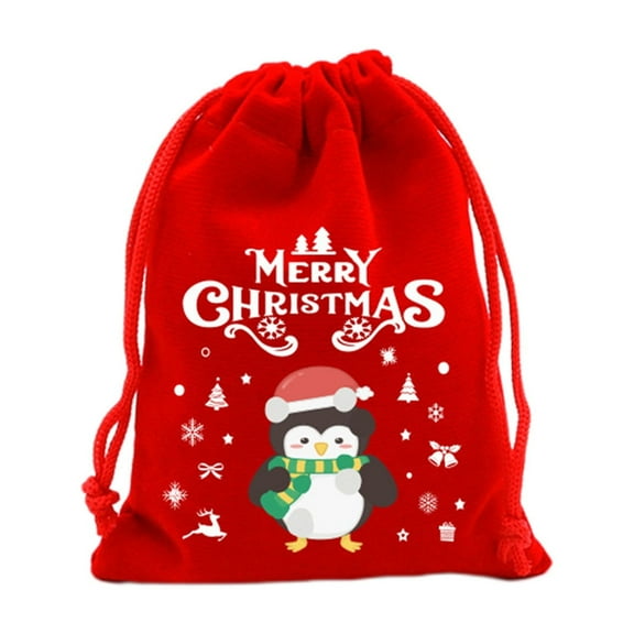 Christmas Gift Bag, Christmas Candy Bag, Red Velvet Christmas Tree Decoration Bag for Fruit Packaging, Durable Reusable Flannel Snack Pouch 15x20cm Perfect Holiday Gift Wrap
