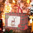thumbnail image 1 of Christmas Gift Bag Large Tote Bags With Handles Reusable Red Grocery Shopping Bag Non-Woven Bags Black Green Lattice Gift Bag Truck Wreath Waterproof Party Treat Goodie Bag For Favors, 1 of 6