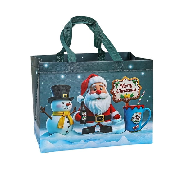 Christmas Gift Bag – Non-Woven Fabric Reusable Tote with Handle – Durable Holiday Packaging for Clothes, Snacks, Accessories