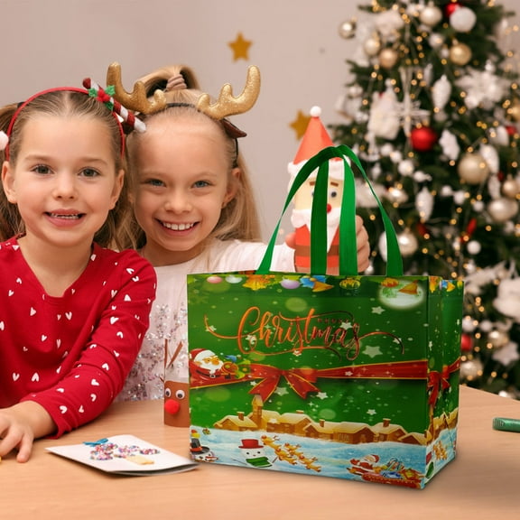 Christmas Gift Bag Non-Woven Reusable Shopping Bag, Holiday Party Favor Bag for Secret Santa and Stocking Stuffers, Decorative Gift Bag for Christmas Tree Presents and Family Gatherings, Akmoler