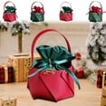 thumbnail image 1 of Christmas Gift Bag Set 4x3 Inches Faux Leather Santa Snowflake Design Red Green Velvet Pouch for Candy Jewelry Small Presents, 1 of 7