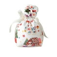 thumbnail image 1 of Christmas Gift Bag – White Cloth Pouch with Bow & Drawstring – Reusable Holiday Candy Bag for Xmas Eve, Party Favors & Festive Table Decorations, 1 of 5