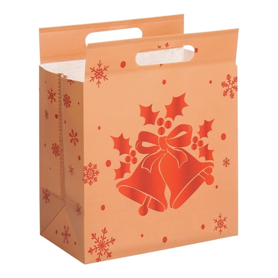 Christmas Gift Bags, 10.23X8.26X4.72" Non Woven Tote Bags with Handles, Xmas Candy Holders, Festive Treat Containers, Seasonal Present Sacks, Reusable Holiday Pouches for Christmas Party Favors