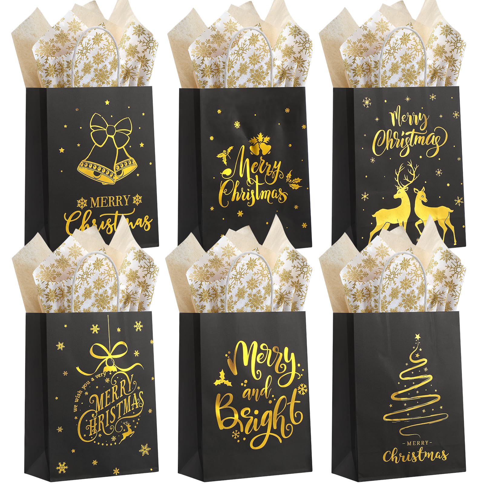 Acina Black Gift Bags Medium Large: 8pcs Gift Bags With Handle Bulk 12 - View #7