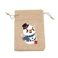 thumbnail image 1 of Christmas Gift Bags 4 Pack Small Linen Drawstring Bags for Santa Treats, Candy, Small Gifts, Xmas Party Favors, Stocking Stuffers (10x14cm) B, 1 of 2