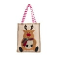 thumbnail image 1 of Christmas Treat Bags Christmas Tote Bags- Reusable Linen Christmas Bag with Embroidered Art Crafts Decorations- Christmas Party Christmas Bags (Elk), 1 of 3