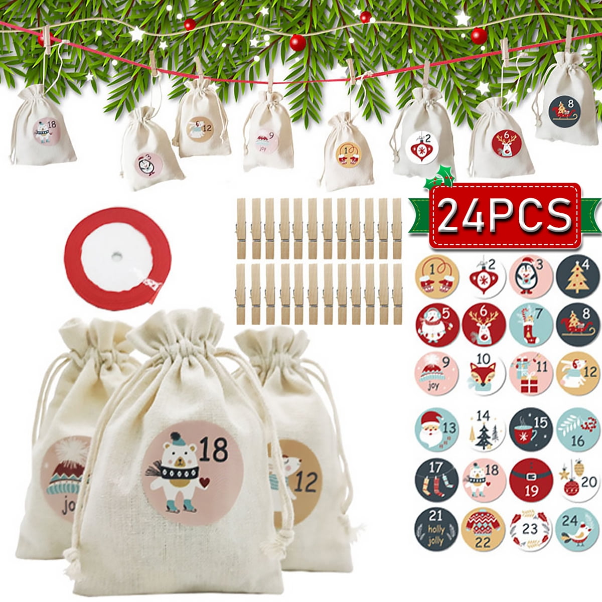 Christmas Gift Bags Christmas Burlap Bags Drawstring Goody Gift Bags ...