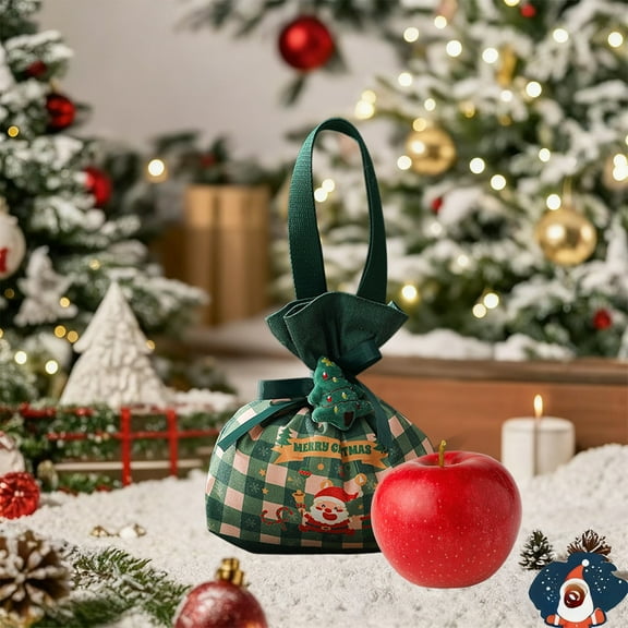Christmas Gift Bags Drawstring Gift Bags for Christmas Small Canvas Bags with Drawstring for Candy Toys Party Favors Holiday Gift Wrapping Adorable Patterns Multi-Pack