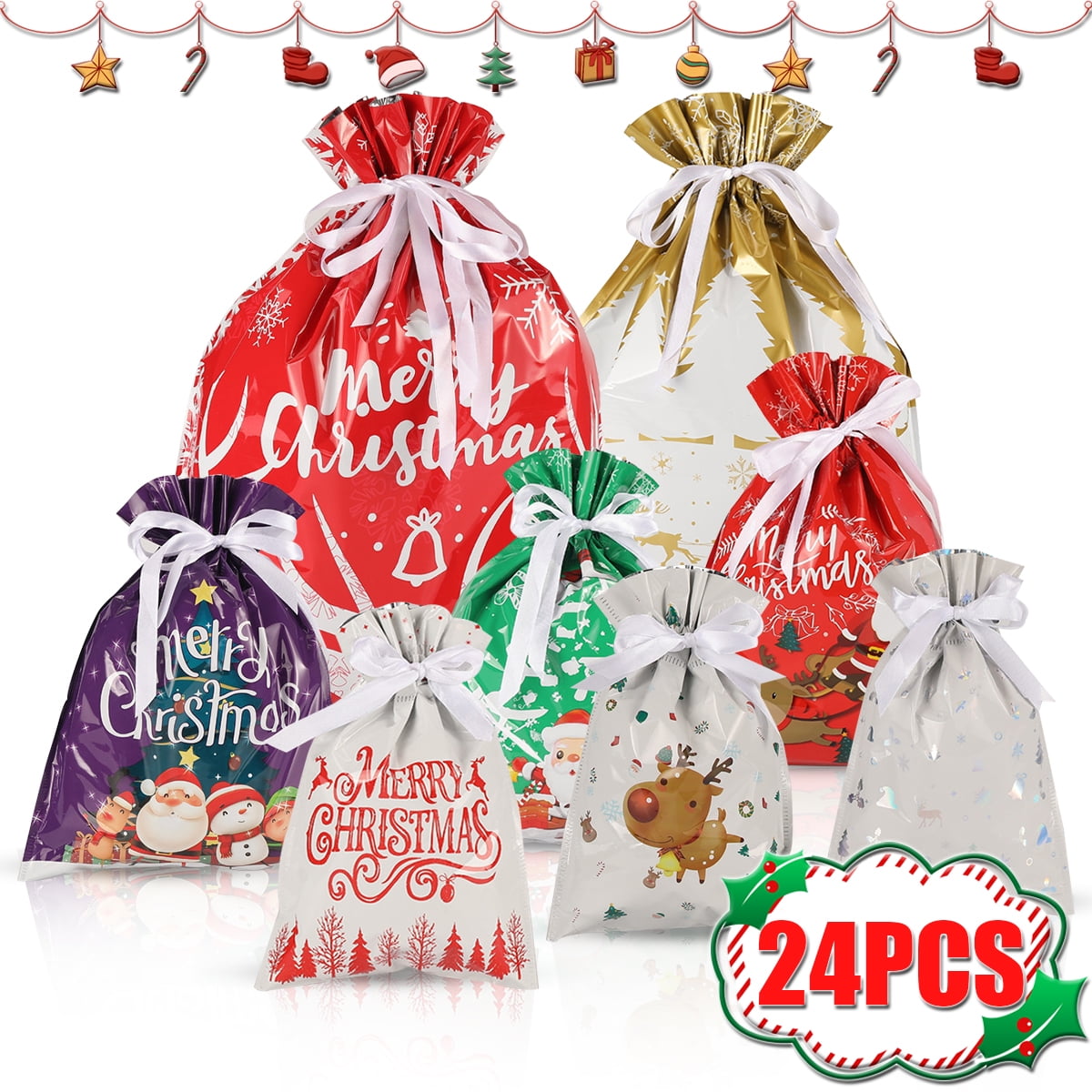 Christmas Gift Bags Drawstring Gift Bags Xmas Treats Bags for Christmas