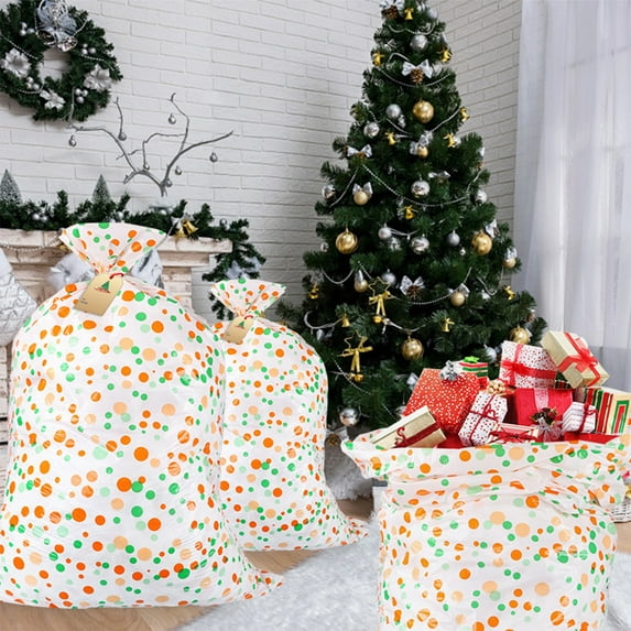 Christmas Gift Bags, Extra Large Holiday Gift Bags With Drawstring And Tag For Christmas Decoration, Reusable Gift Wrapping Storage Bags For Presents, Festive Dots Design Party Packaging Bag