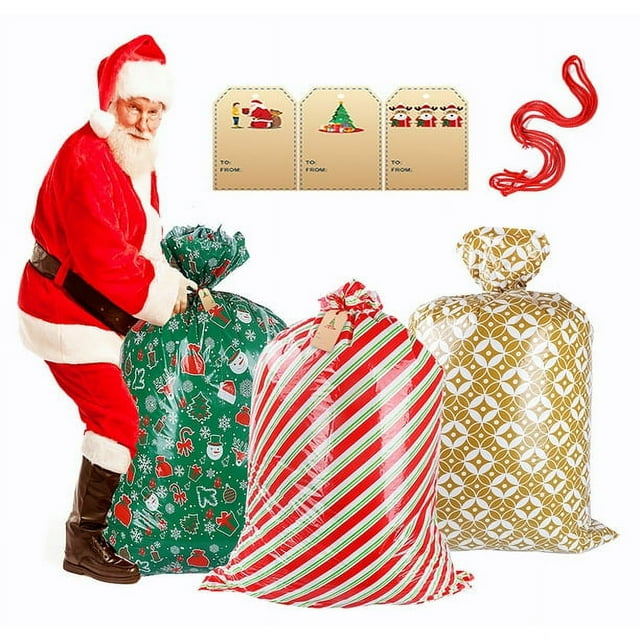 Christmas Gift Bags Extra Large Santa Sacks Drawstring Christmas Bags