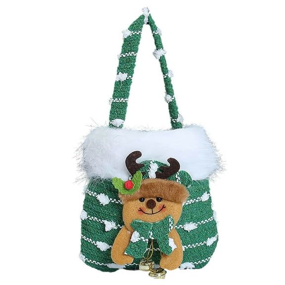 Christmas Gift Bags, Fabric Reusable Candy Bags, Treat Bag with Santa Claus, Chritmas Snowman Party Decor, Elk