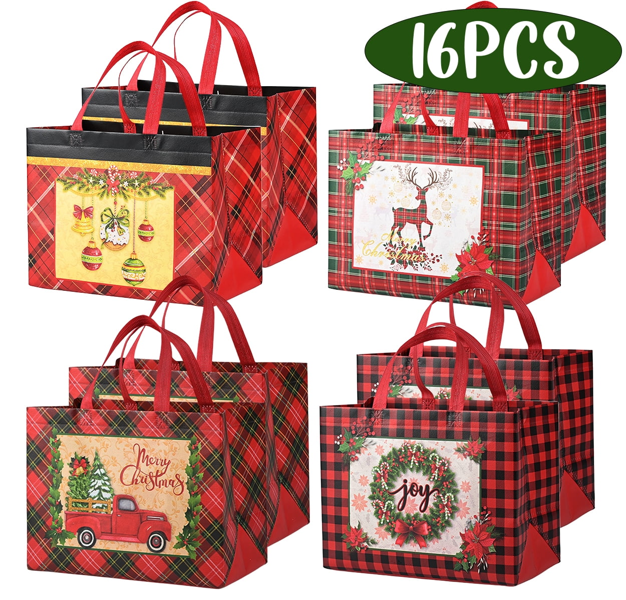 Christmas Gift Bags with Handles Reusable Large Christmas Treat Bags