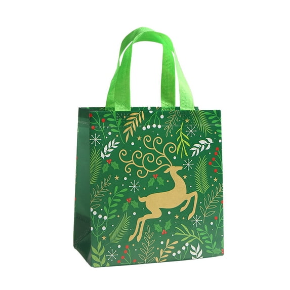 Christmas Gift Bags, Heavy Duty Tote Bags, Reusable Non Woven Christmas Gift Bags with Handles for Holiday Gift Wrapping, Multicolor, 9.1 x 8.7 x 4.3 Inches Durable Waterproof Grocery Bags