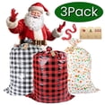 thumbnail image 1 of Christmas Gift Bags Large Santa Sacks Christmas Decoration Christmas Bags Reusable Drawstring Jumbo Gift Bags for Party Supplies 36" x 56" 3Pcs Desgin1, 1 of 8