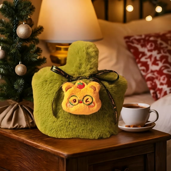 Christmas Gift Bags - Luxury Festive Faux Fur Christmas Gift Bags with Gold Bells & Bow - Reusable Holiday Wrapping Bags for Kids Adults Party Favors