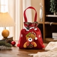 thumbnail image 1 of Festive Gift Bags Reusable Drawstring Gift Sacks with Handle Bear Holiday Xmas Party Favor Wrapping Bags for Candy Cookies Small Toys Stocking Stuffers, Set of 1, Cloth, 1 of 7