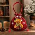 thumbnail image 1 of Festive Gift Bags Reusable Drawstring Gift Sacks with Handle Reindeer Holiday Xmas Party Favor Wrapping Bags for Candy Cookies Small Toys Stocking Stuffers, Set of 1, Cloth, 1 of 7