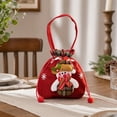thumbnail image 1 of Festive Gift Bags Reusable Drawstring Gift Sacks with Handle Snowman Holiday Xmas Party Favor Wrapping Bags for Candy Cookies Small Toys Stocking Stuffers, Set of 1, Cloth, 1 of 7